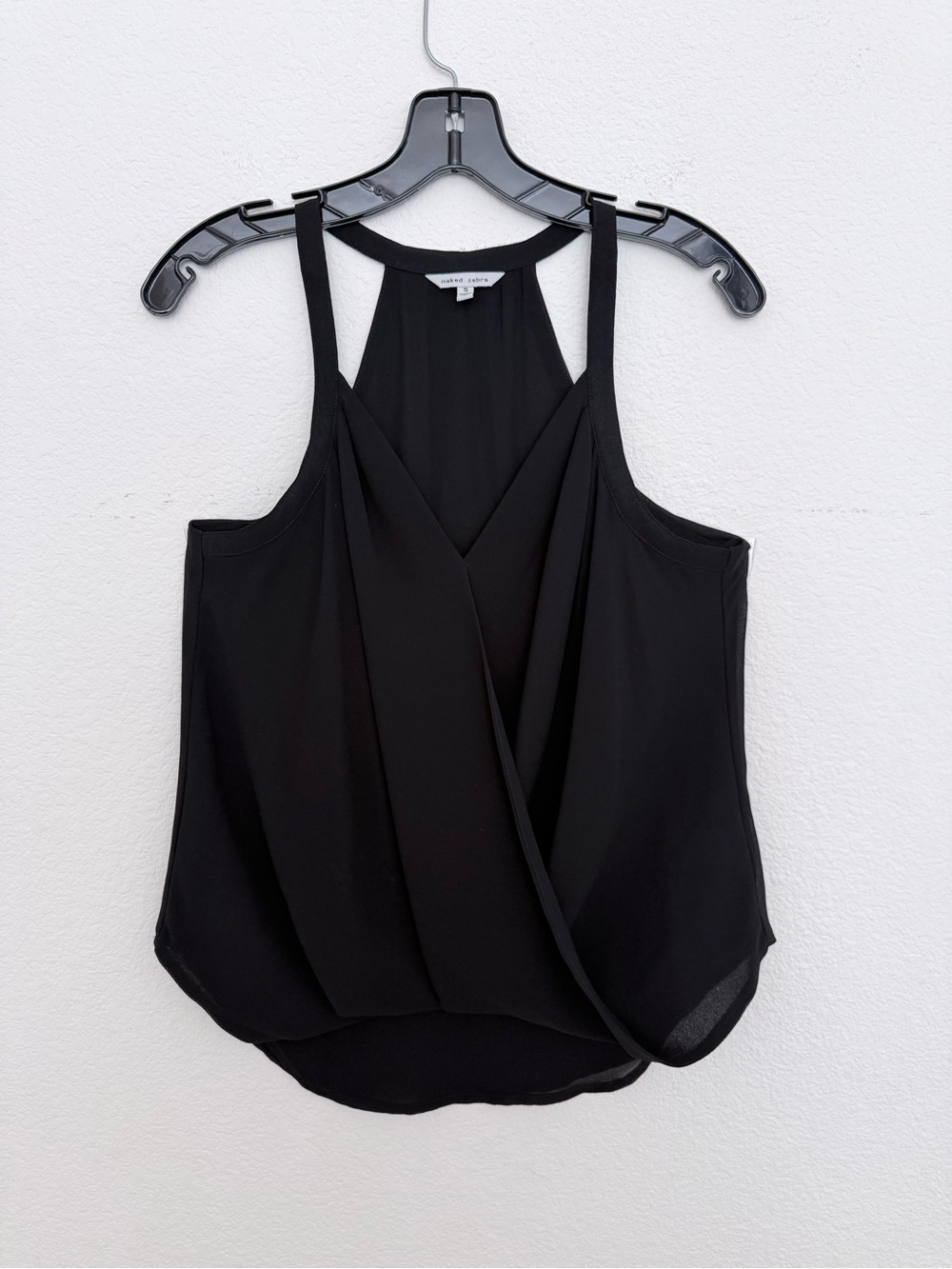 Sleeveless Black Draped V-Neck Top